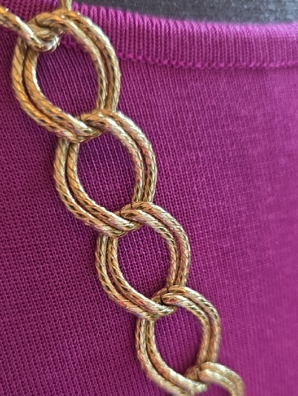 Vintage Gold Tone Double Link Long Necklace - Picture 4 of 4